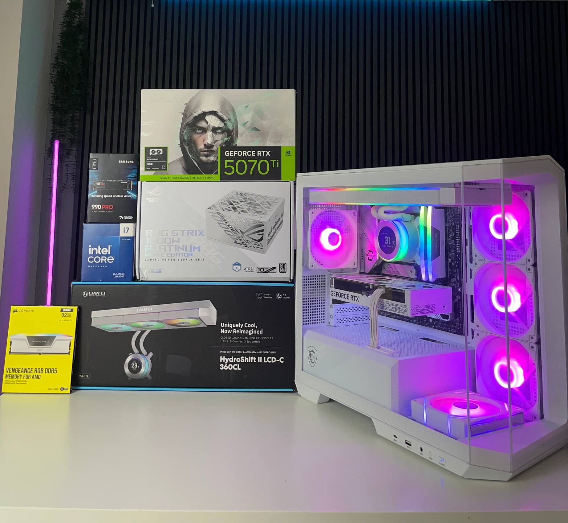 İ7 14700K / 32GB Ram / RTX 5070 TI / 1 TB SSD Beyaz HAZIR PC — görsel 1/6