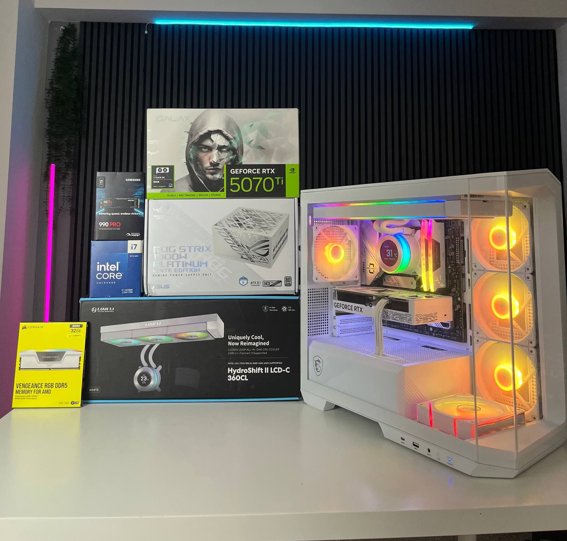 İ7 14700K / 32GB Ram / RTX 5070 TI / 1 TB SSD Beyaz HAZIR PC — görsel 2/6