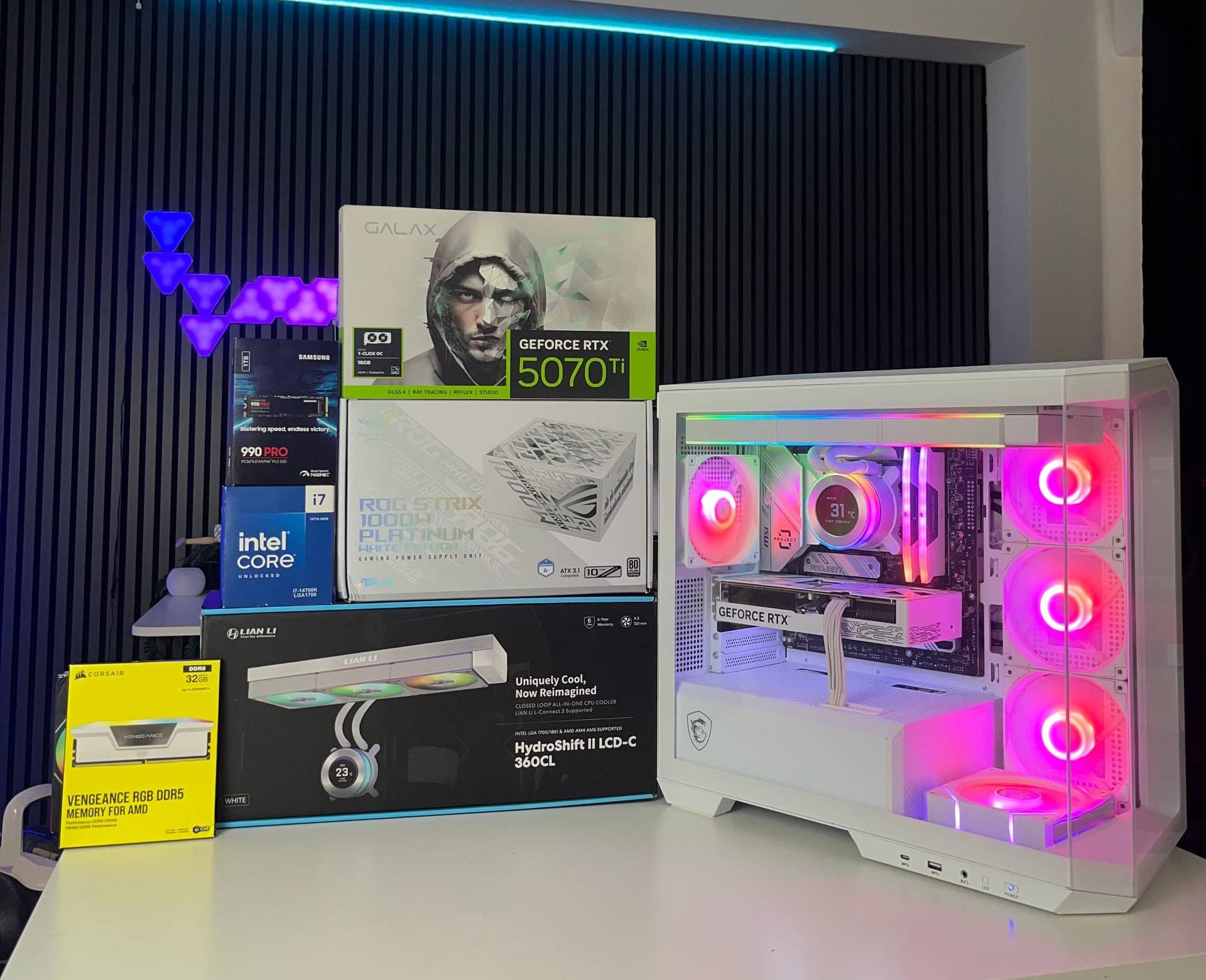 İ7 14700K / 32GB Ram / RTX 5070 TI / 1 TB SSD Beyaz HAZIR PC — görsel 3/6